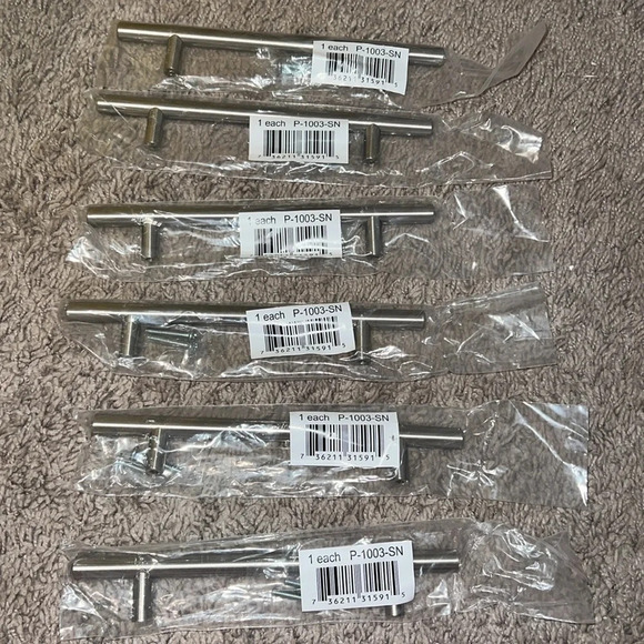 NWT 6 Pack 8" Stainless Steel Cabinet Handles - Picture 1 of 6